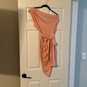 PRETTYGARDEN One Shoulder Ruched Bodycon Fitted Cocktail Party Mini Dress